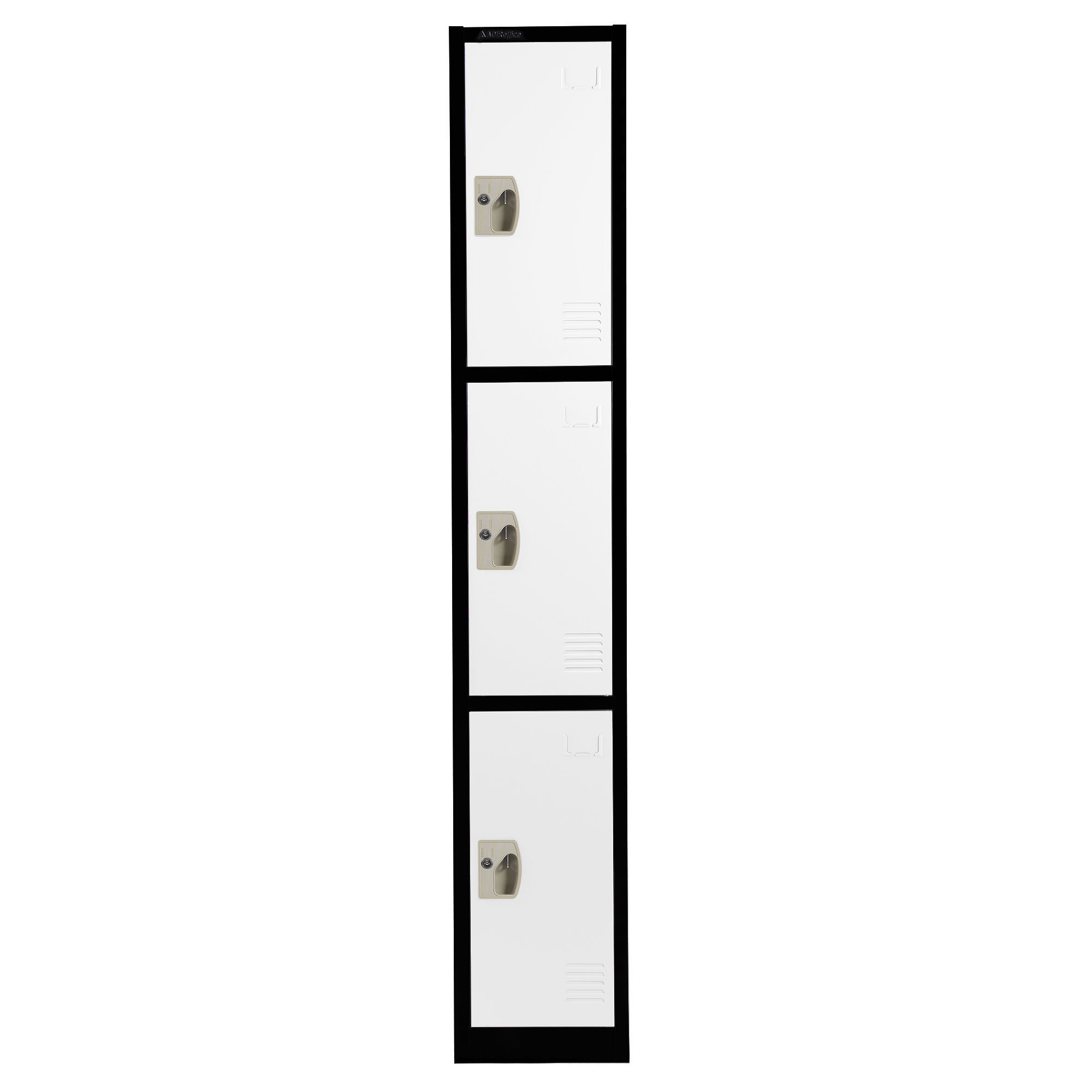 Alpine, 72in.H 3-Tier Steel Storage Locker, Black, Height 72 in, Width 12 in, Color Black, Model# ADI629-203-B-W
